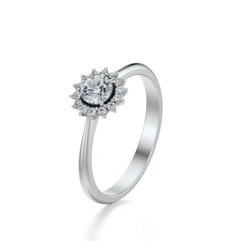 Pierścionek z białego złota z diamentami